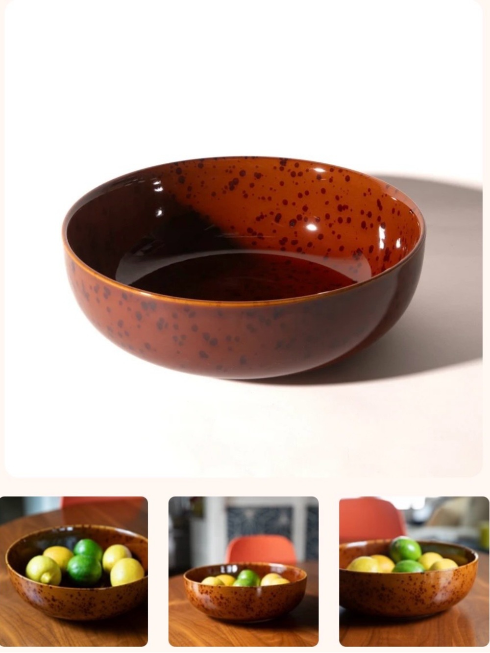 Pretti.Cool Tortoiseshell Ceramic Serving Bowl 9.5” Amber Brown